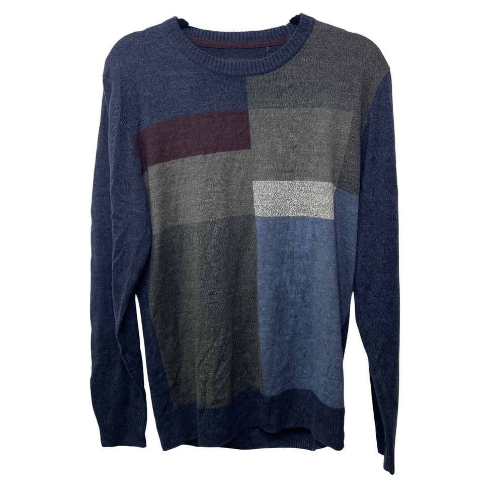 Tricots St Raphael Mens Colorblock Geometric Knit Crewneck Sweater Grandpa M